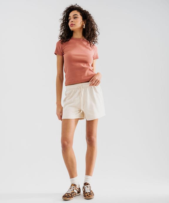 Short ample en maille French Terry à ceinture élastique femme vue4 - GEMO 4G FEMME - GEMO