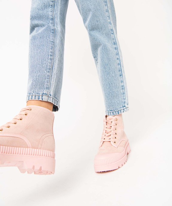 Baskets femme mid-cut en toile unie à semelle crantée vue1 - GEMO (SPORTSWR) - GEMO