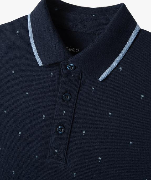 Polo garçon à motifs palmiers et finitions contrastantes vue2 - GEMO (ENFANT) - GEMO