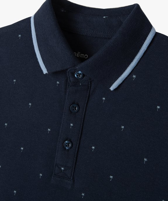 Polo garçon à motifs palmiers et finitions contrastantes vue2 - GEMO (ENFANT) - GEMO