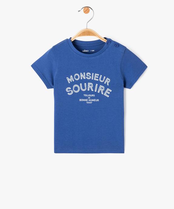 Tee-shirt à manches courtes avec message bébé garçon vue1 - GEMO(BEBE DEBT) - GEMO
