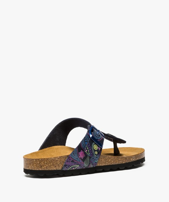 Mules femme à talon plat et bride entre-doigts imprimée vue4 - GEMO (CASUAL) - GEMO
