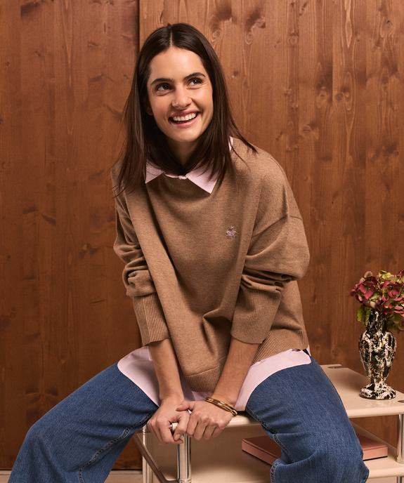 Pull effet 2-en-1 avec détails chemise femme - LuluCastagnette vue4 - LULUCASTAGNETTE - GEMO