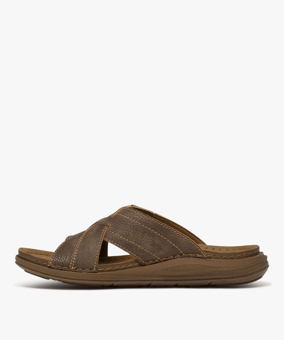 Mules confort à larges brides croisées et semelle intérieure cuir homme vue3 - G'FLEX - GEMO
