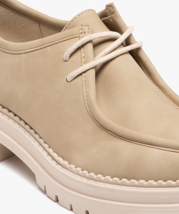 Derbies femme unis à lacets et semelle crantée vue6 - GEMO (CASUAL) - GEMO