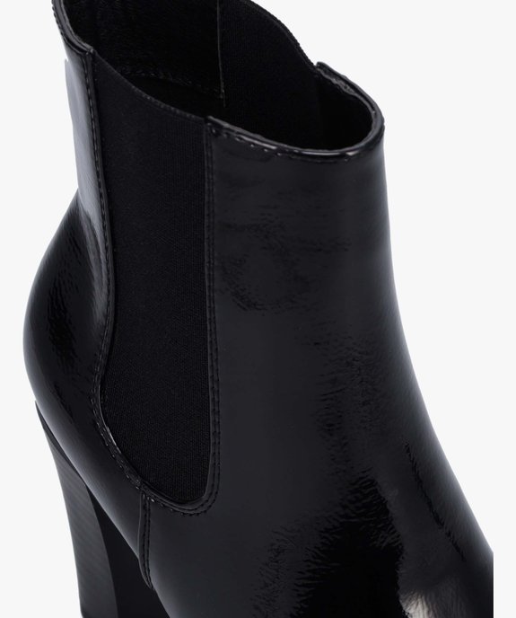 Boots femme style Chelsea à talon haut dessus verni vue6 - GEMO(URBAIN) - GEMO