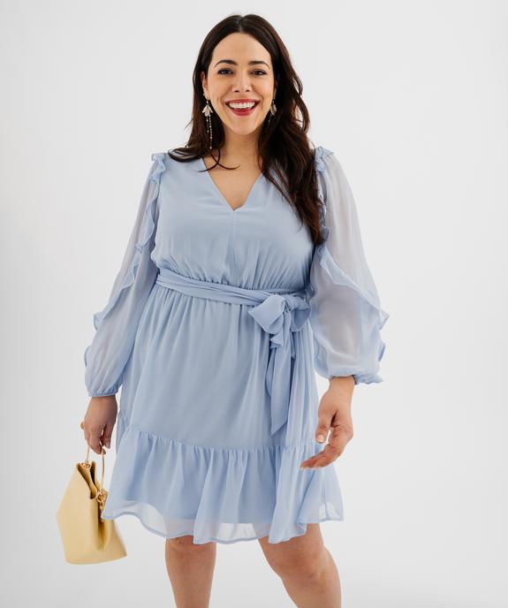 Robe courte en voile volanté femme grande taille vue2 - GEMO (G TAILLE) - GEMO
