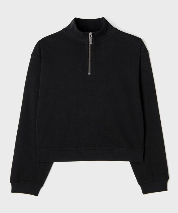 Sweat à col camionneur zippé coupe loose en maille extensible fille vue1 - GEMO 4G FILLE - GEMO