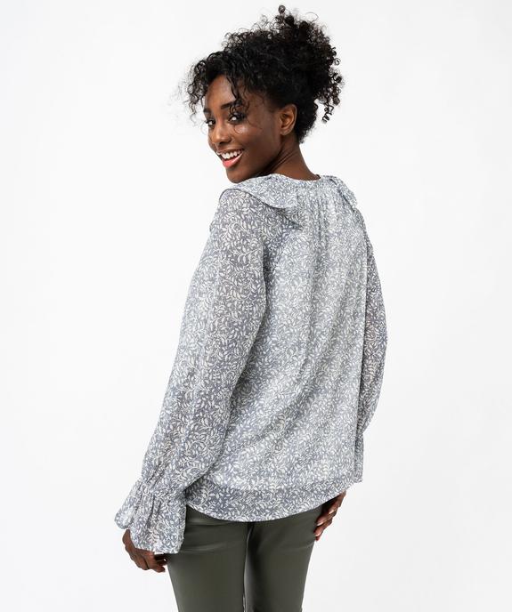 Blouse en voile à grand col V volanté femme vue3 - GEMO(FEMME PAP) - GEMO