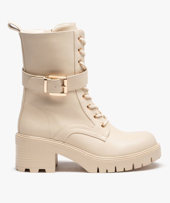 Bottines femme unies à semelle crantée et bride à boucle vue1 - GEMO(URBAIN) - GEMO