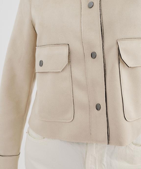 Veste courte en suédine avec poches à rabat femme vue2 - GEMO 4G FEMME - GEMO