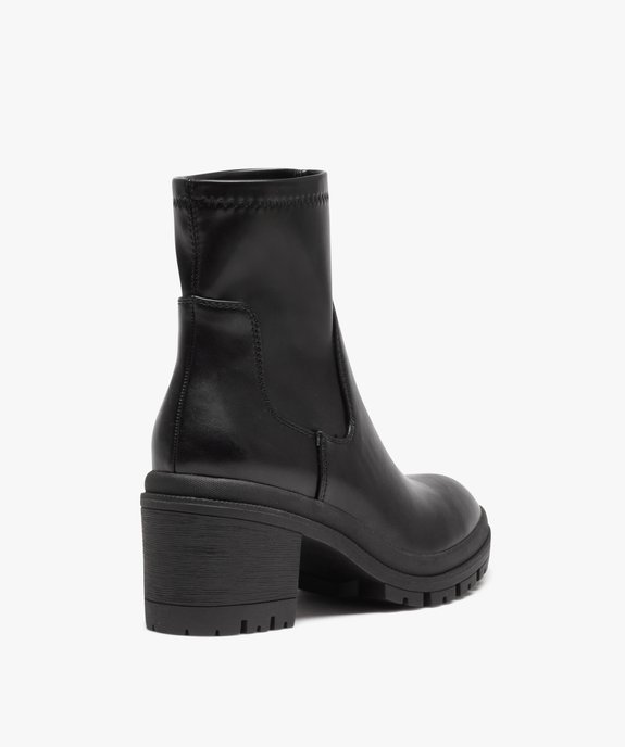 Boots femme unies à talon carré et semelle crantée avec col souple vue4 - GEMO(URBAIN) - GEMO