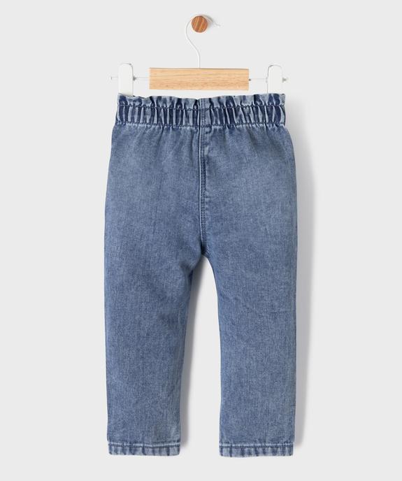 Jean délavé avec ceinture élastique bébé fille vue3 - GEMO(BEBE DEBT) - GEMO