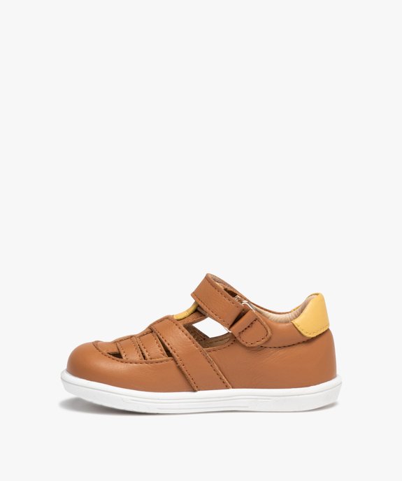 Sandales bébé garçon en cuir avec brides ajourées et à scratch - NA! vue3 - NA! - GEMO