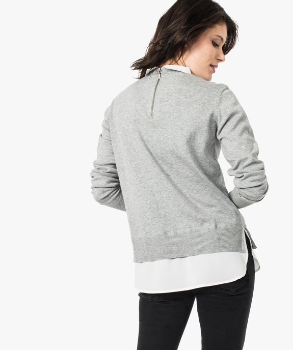Pull uni avec col et bas de chemise vue3 - GEMO(FEMME PAP) - GEMO