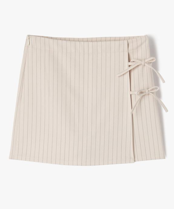 Jupe-short à fines rayures et pan noué fille vue2 - GEMO (JUNIOR) - GEMO