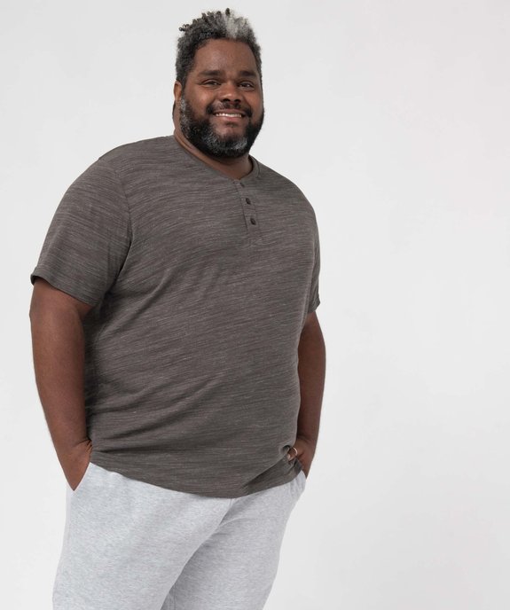 Tee-shirt homme grande taille avec col tunisien vue1 - GEMO (G TAILLE) - GEMO