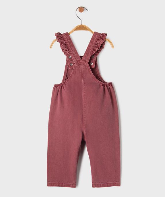 Salopette en jean colorée avec entrejambe zippé bébé fille vue4 - GEMO 4G BEBE - GEMO