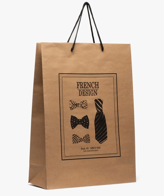 Sac cadeau en papier kraft recyclé imprimé élégant vue1 - GEMO 4G HOMME - GEMO