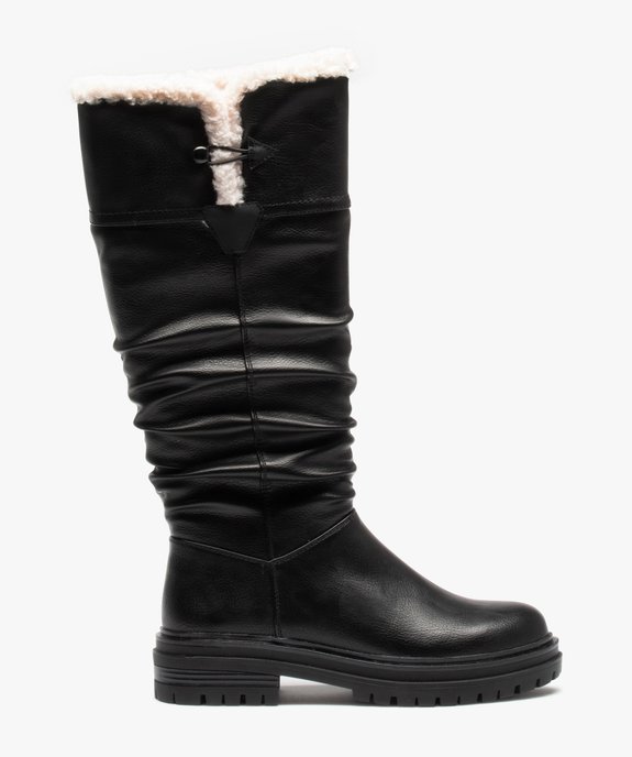 Bottes femme unies à semelle crantée et col sherpa vue2 - GEMO (CASUAL) - GEMO