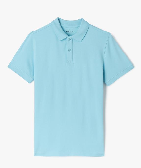 Polo à manches courtes uni en maille piquée garçon vue1 - GEMO (JUNIOR) - GEMO