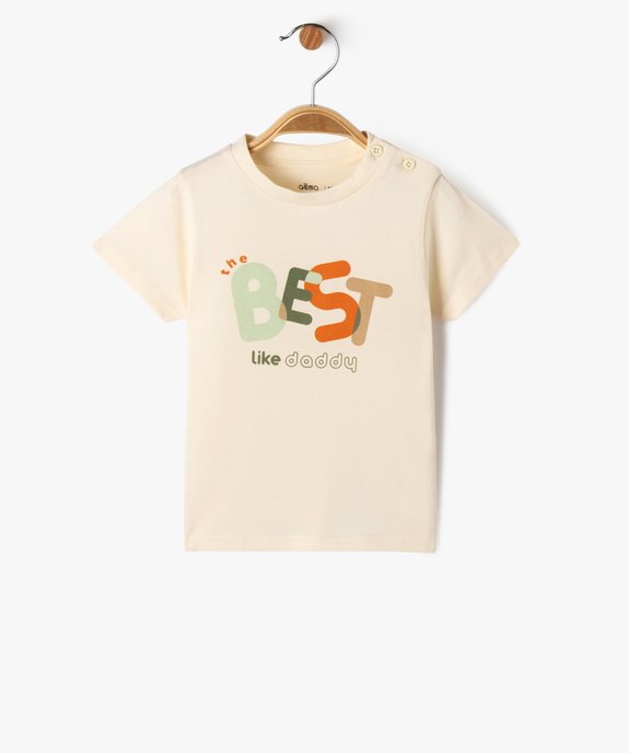 Tee-shirt manches courtes avec message famille bébé garçon vue1 - GEMO(BEBE DEBT) - GEMO