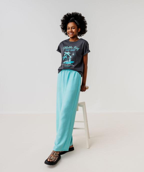 Pantalon large fluide avec taille ajustable fille vue4 - GEMO (JUNIOR) - GEMO
