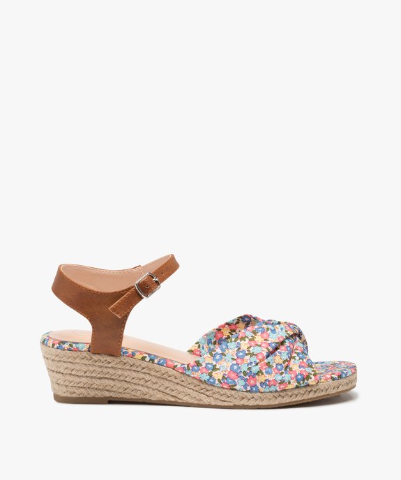 Sandales fille compensées dessus drapé en tissu vue1 - GEMO (ENFANT) - GEMO