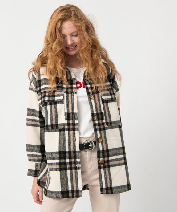 Veste femme à carreaux coupe chemise vue1 - GEMO(FEMME PAP) - GEMO