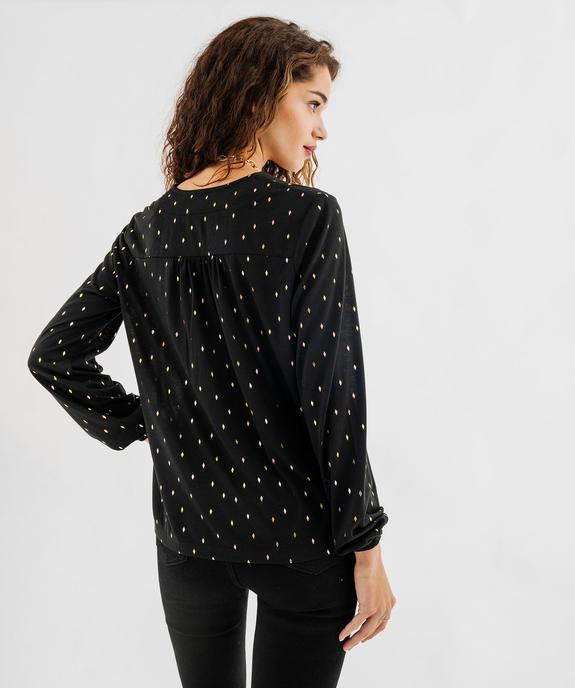 Tee-shirt manches longues imprimé col V fantaisie femme vue3 - GEMO 4G FEMME - GEMO