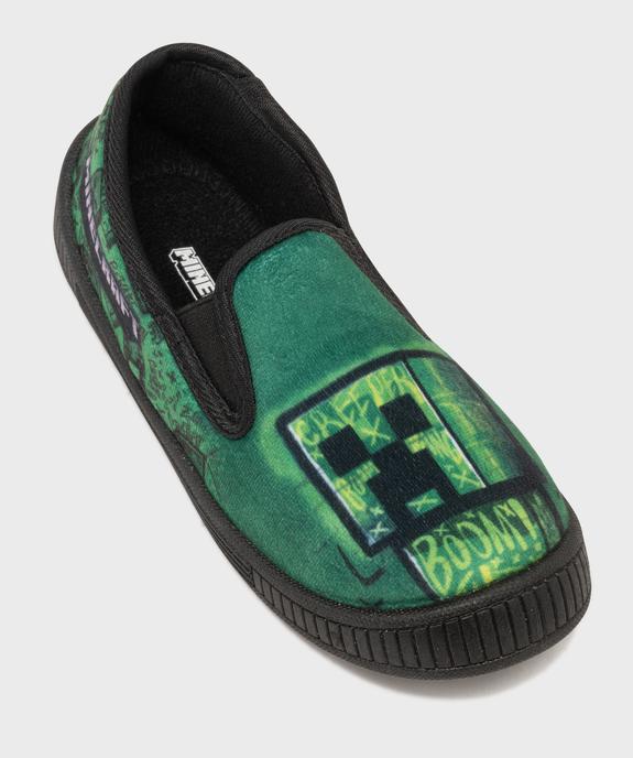 Chaussons en velours forme pantoufles imprimés garçon - Minecraft vue5 - MINECRAFT - GEMO