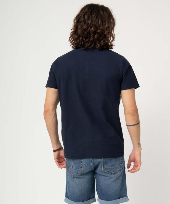Tee-shirt homme col tunisien en maille texturée vue3 - GEMO (HOMME) - GEMO