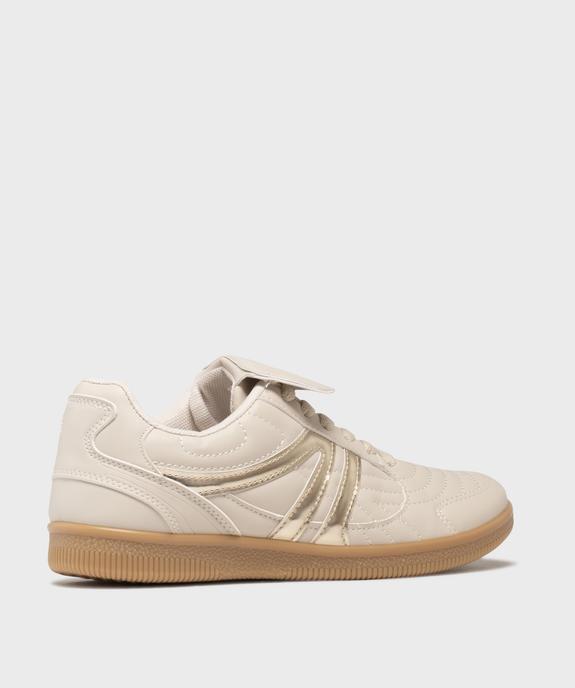 Baskets basses surpiquées à languette rabattue femme vue4 - SANS MARQUE - GEMO