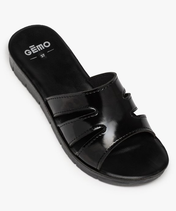Mules femme à talon plat unies et bride vernie vue5 - GEMO (CASUAL) - GEMO