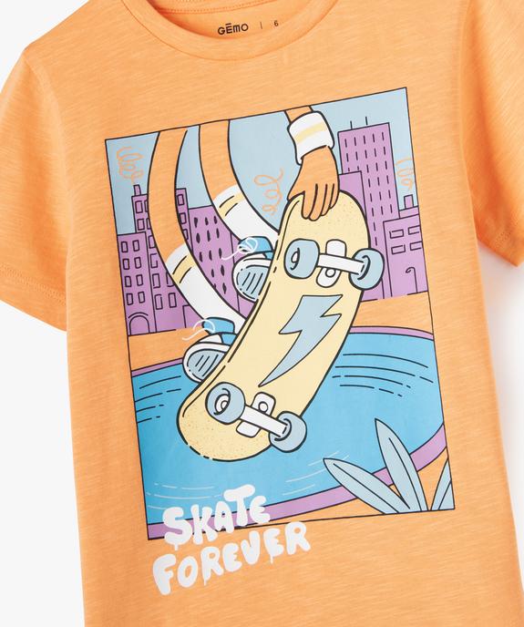 Tee-shirt garçon à manches courtes et imprimé skate fluo vue2 - GEMO (ENFANT) - GEMO