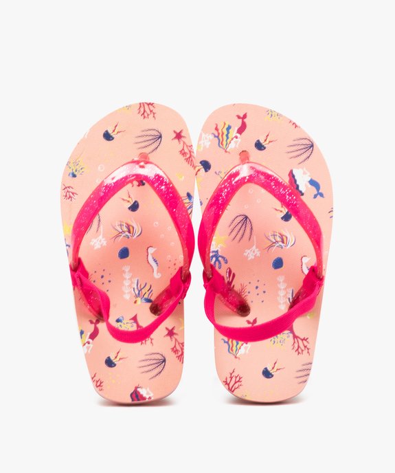 Tongs fille avec brides à paillettes et bride talon élastique vue1 - GEMO (PLAGE) - GEMO