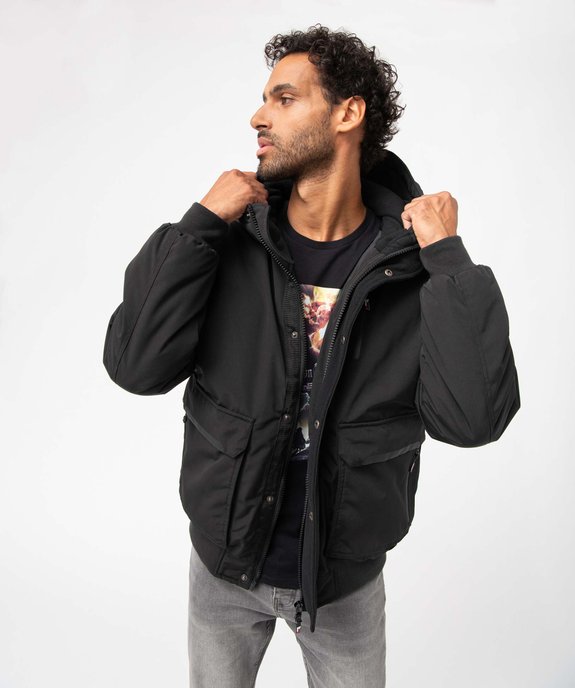 Blouson homme matelassé avec capuche doublée polaire vue1 - GEMO (HOMME) - GEMO