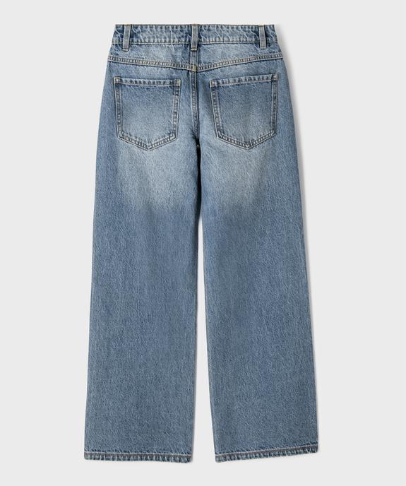 Jean loose à taille réglable en denim 100% coton fille vue3 - GEMO 4G FILLE - GEMO