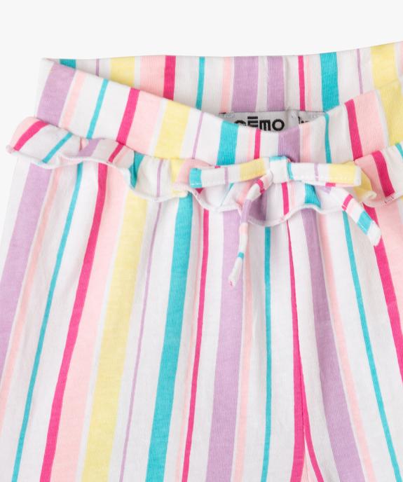 Short bébé fille imprimé en maille à taille élastiquée avec volant vue2 - GEMO(BEBE DEBT) - GEMO