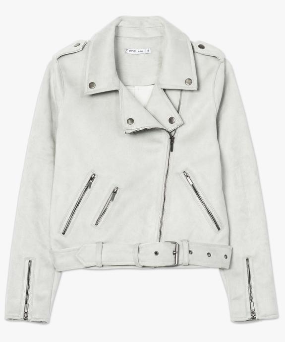 Blouson style perfecto aspect suédine vue4 - FOLLOW ME - GEMO