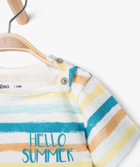Pyjashort avec tee-shirt rayé bébé garçon vue3 - GEMO 4G BEBE - GEMO