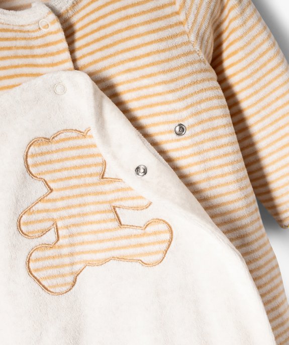 Ensemble 2 pièces bébé garçon pyjama en velours et bonnet- LuluCastagnette vue3 - LULUCASTAGNETTE - GEMO