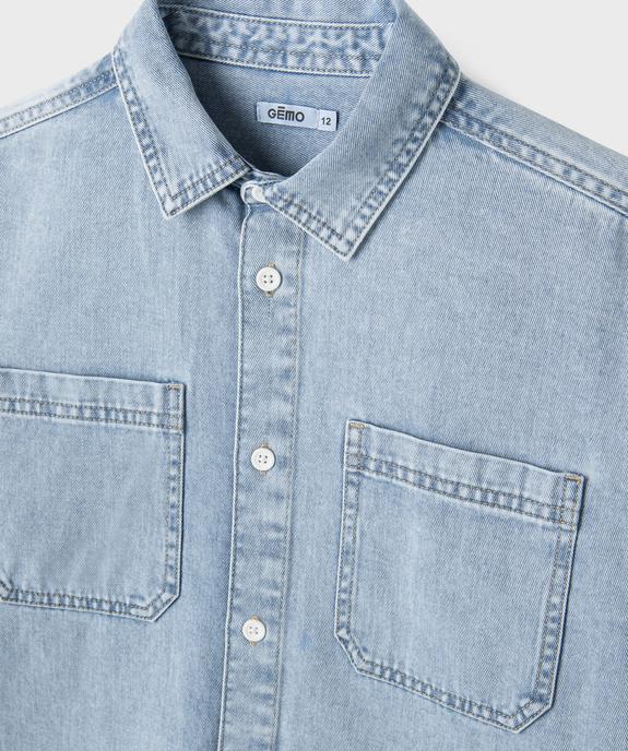Chemise en jean délavé à poches poitrine garçon vue2 - GEMO (JUNIOR) - GEMO