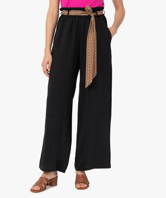 Pantalon en maille fluide avec ceinture imprimée femme vue1 - GEMO(FEMME PAP) - GEMO