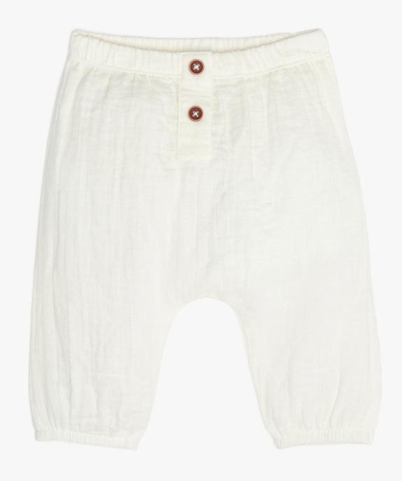 Pantalon bébé fille en gaze 100% coton biologique vue1 - GEMO 4G BEBE - GEMO