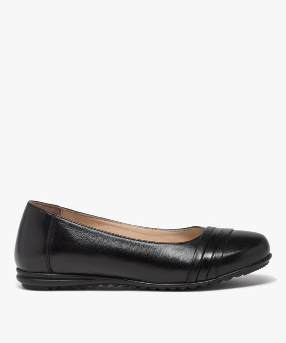Ballerines femme confort en cuir uni avec semelle crantée vue1 - GEMO 4G FEMME - GEMO