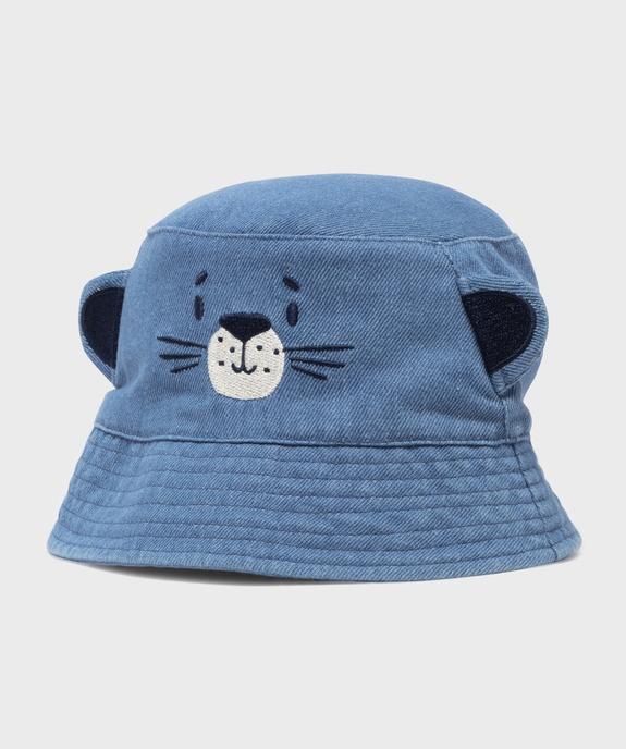 Chapeau bob en jean avec motif ourson bébé garçon vue1 - GEMO (ACCESS) - GEMO