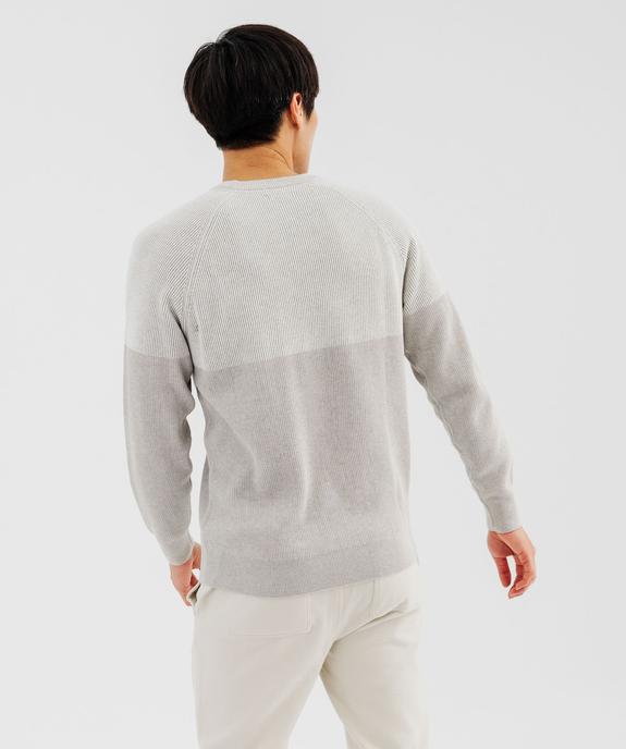 Pull en maille côtelée bicolore homme vue3 - GEMO 4G HOMME - GEMO