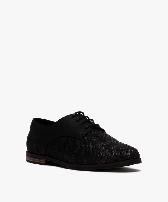 Derbies femme à semelle fine et tige délicatement pailletée vue2 - GEMO (CASUAL) - GEMO