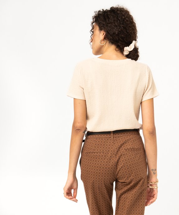 Tee-shirt à manches courtes et col V femme vue3 - GEMO(FEMME PAP) - GEMO